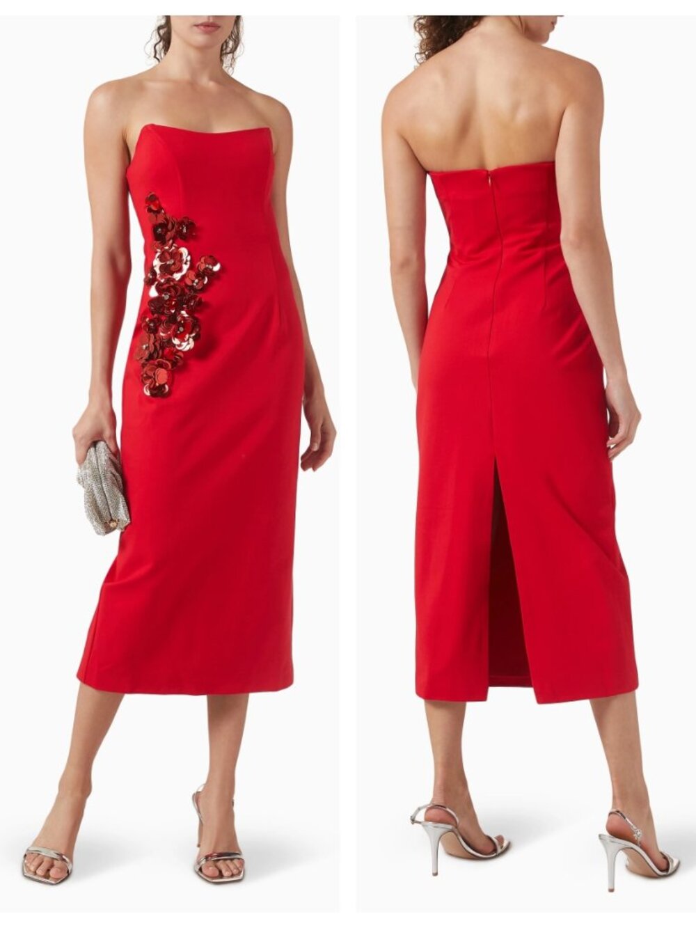 Elliatt Yasmine Embellished Strapless Ponte Midi Dress